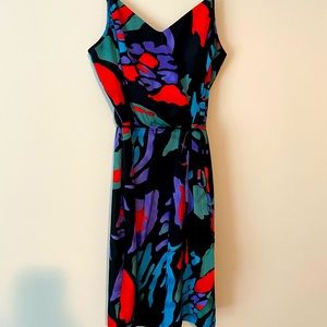 Large Print Floral Cocktail Dress w/ Matching Belt